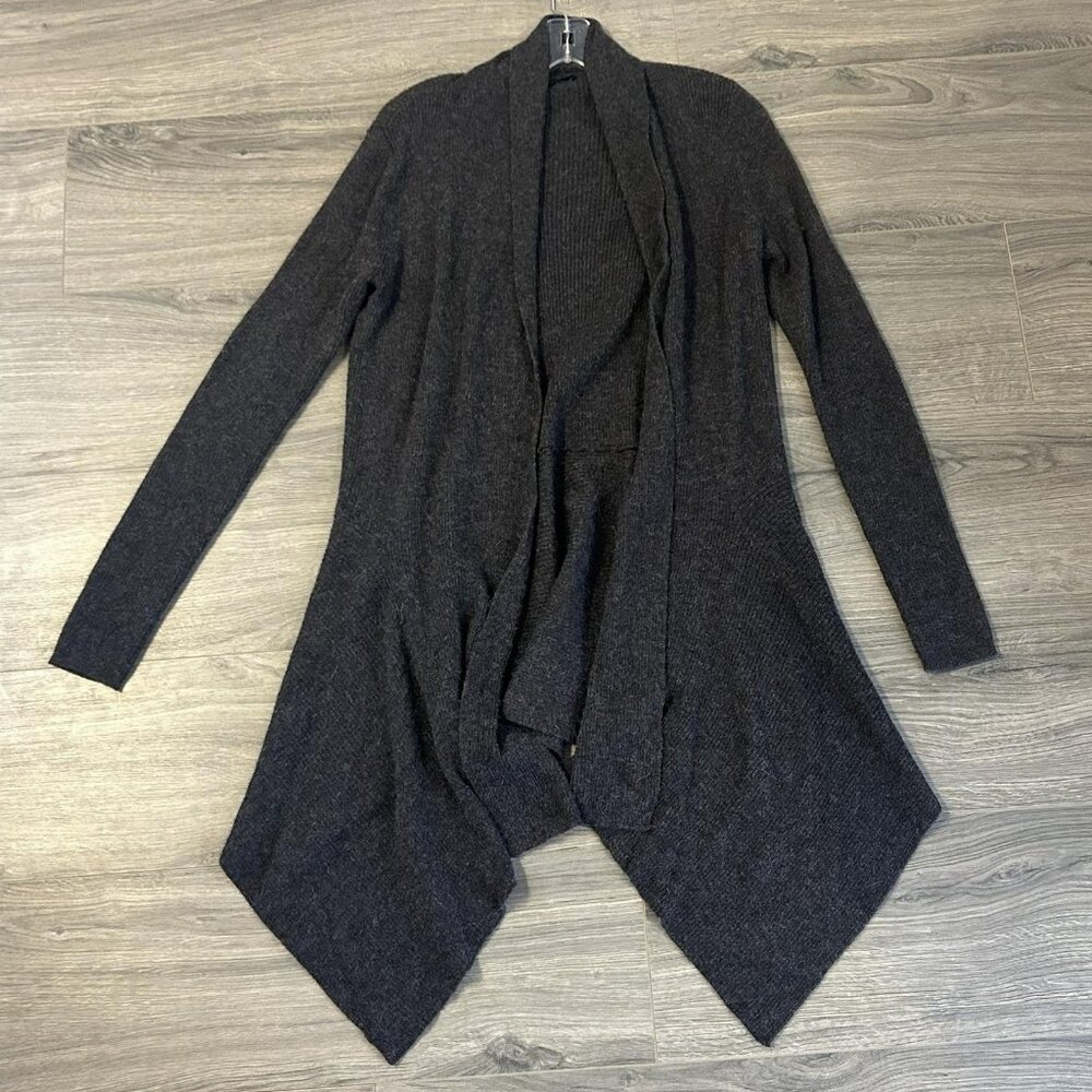 AllSaints Cardigan Womens M Gray Keld Alpaca Wool Blend Open Front Drape Sweater